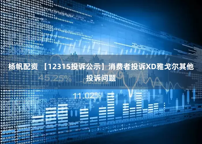 杨帆配资 【12315投诉公示】消费者投诉XD雅戈尔其他投诉问题